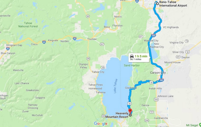 Heavenly Ski Resort To Reno Airport Maps SkiBookings.com